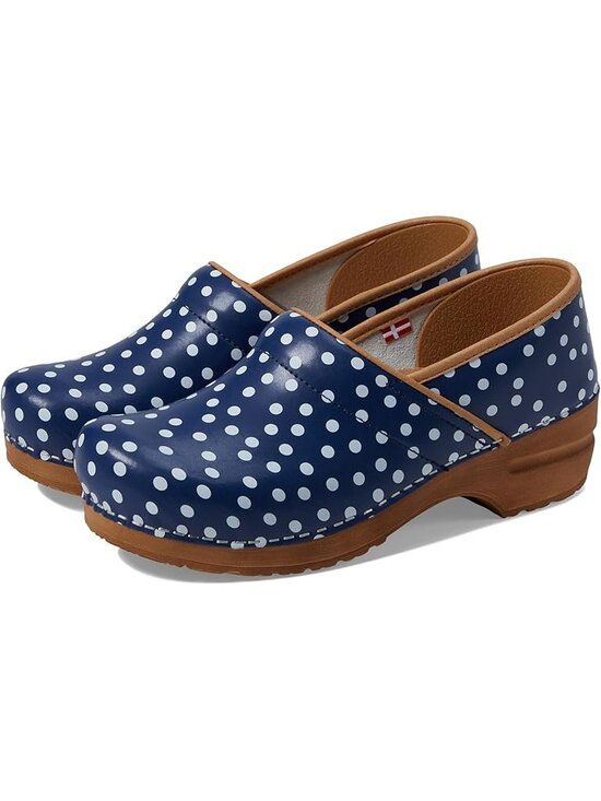 Sanita Shoes - Sanita Roxbury Work Clogs Blue & White Polkadot